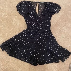Navy polka dot Romper